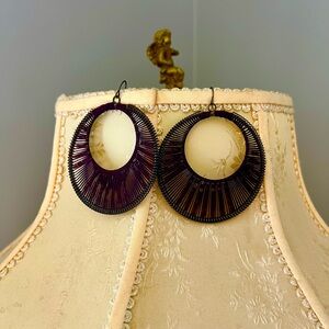 Purple Boho Wire-Wrapped Hoop Earrings – Lightweight Statement Jewelry